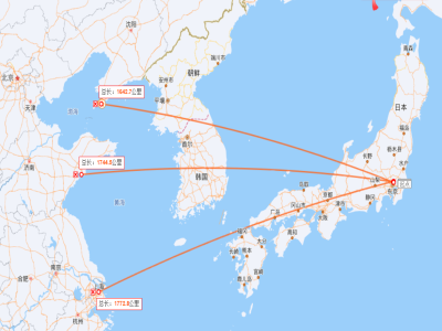 日本靠近中國哪個省/城市？
